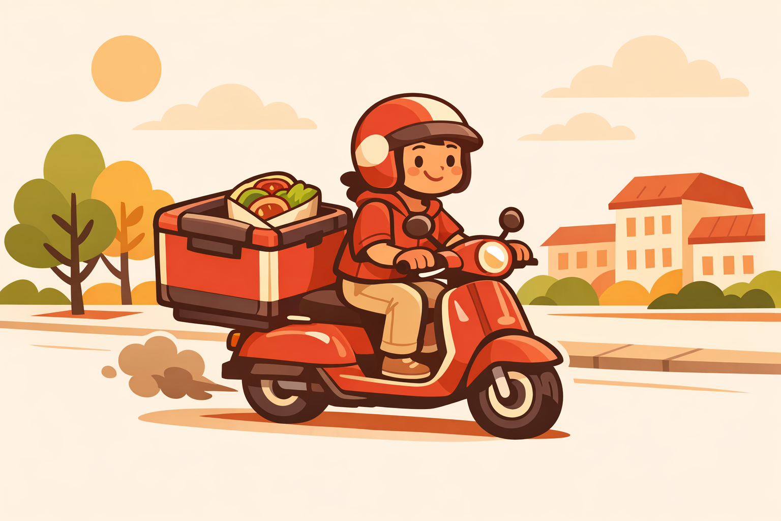 Delivery scooter carrying sandwich order